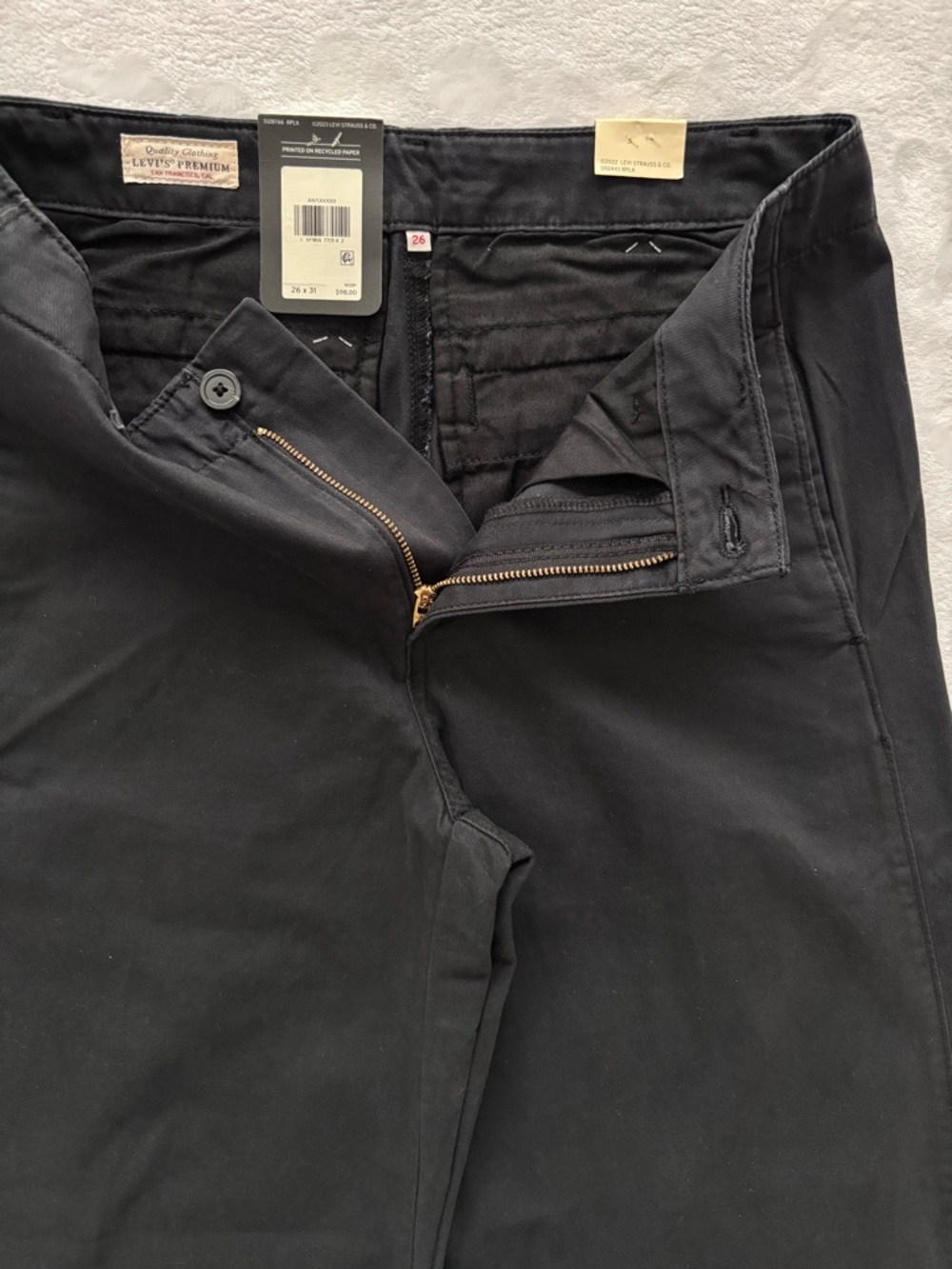 LEVI'S Premium XLBlack Chino Wide Leg Mid Rise Pants--NWT--26x31 - Picture 5 of 16